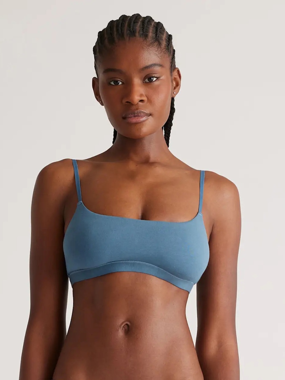 NWOT QUINCE 2 Pack Organic Cotton Scoop Bralettes Small Ocean 1243